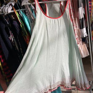 Free People Light Mint Flowy Razorback Dress with Neon Coral and Gold Lining